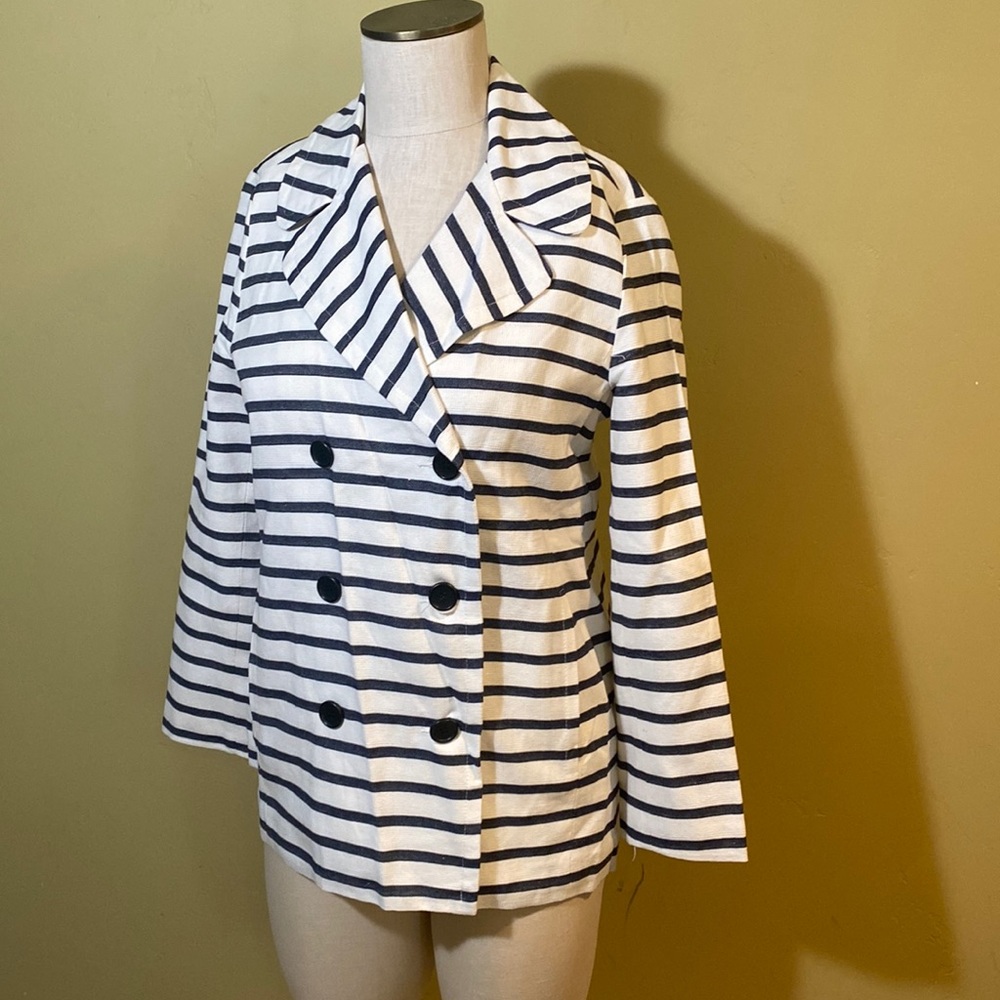NWT Velvet Alaysia Jacket Blazer XS Striped Classic Preppy 100% Cotton Graham